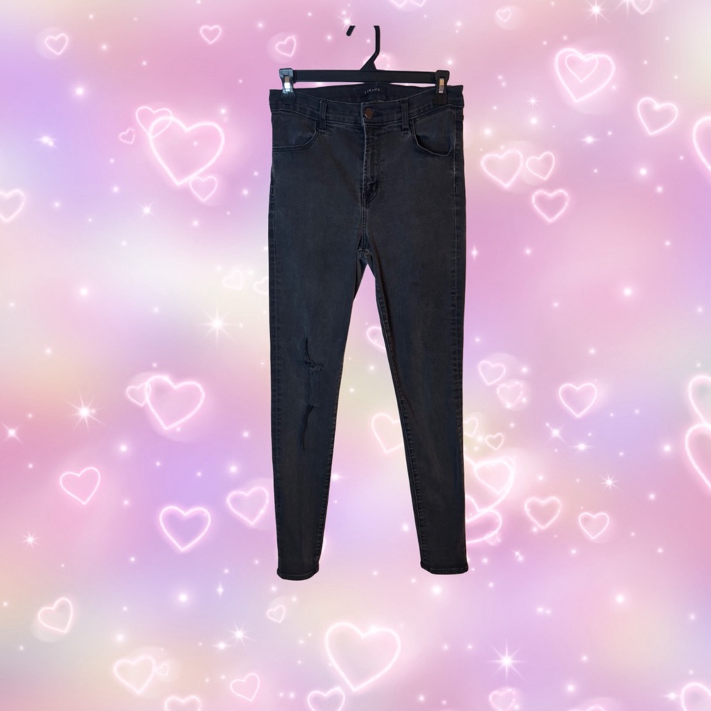 j brand skinny black distressed jeans